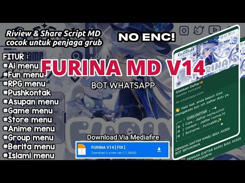TERBARU | RIVIEW & SHARE SCRIPT BOT WHATSAPP FURINA MD | PANEL FREE