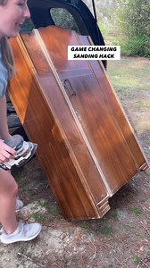 Best new way to sand CURVED surfaces!! I’ve had this idea in the back of my mind for a few weeks but wasn’t sure if it was going to work. SO GLAD I tried it and well worth the $60 for SO many contour shapes. #furnituredesign #furnitureflip #sanding | Abby Askew