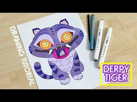How to draw BLUE BIG CAT from Kpop Demon Hunters / Derpy Tiger drawing