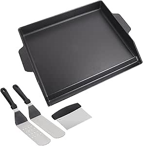 Nonstick Cast Iron Griddle for Gas Grill, 23" x 16" Universal Cooking Coating Flat Top Plate for Gas Stove Top 4 Burner Oven/Stove Top, Electric Grill