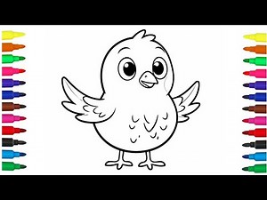 Bird drawing easy | step by step easy coloring | drawing and coloring for kids and toddlers