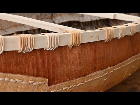 Birchbark Canoe Making - Episode 3 - Spruce Roots Thwart Lashings