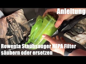 Rowenta Vacuum Cleaner HEPA Filter Cleaning or Replacing RH8155 Powerline Extreme Cyclonic Instru...
