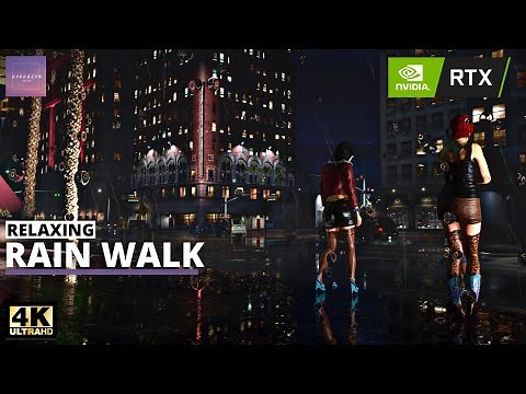 GTA 5 Walking in the Rain around Los Santos for 6 hours (Relax Study Sleep - City Ambience ASMR)