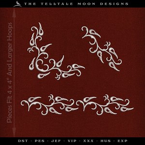 Gothic Bird Skull Embroidery Border Designs: 4, 5, 6 Inch (digital File) - Etsy