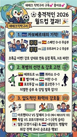 스페인·우루과이 발목 잡은 카보베르데?! 2026 월드컵 역대급 이변 총정리 💥