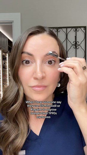 Yes, it works! ✨ You can use either solution or foam. Generic or brand-name Rogaine is also fine. Start once daily until desired growth and then cut back to 2 to 3 times a week for maintenance. Drop your minoxidil and hair questions below ⬇️ #rogaine #eyebrows #hairloss #hair #dermatologist #fyp | Dr. Aleksandra Brown, DO, FAOCD, FAAD