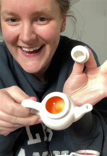 I love them!! Have you watched bridgerton yet?! #crafts #minicrafts #diycandle #bridgerton #candlemaking making diy homemade mini candles in teacup teapot