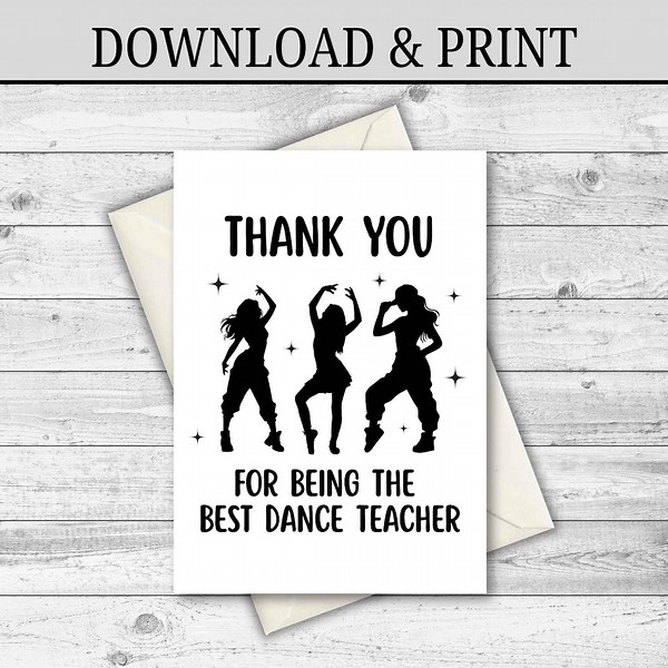 DIGITAL DOWNLOAD Dance Teacher Card, Dance Thank You Card, Hip Hop Teacher Card, Card for Her, Recital Thank You Card, Best Dance Teacher, - Etsy