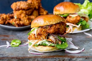Crispy Chicken Burger with Honey Mustard Coleslaw