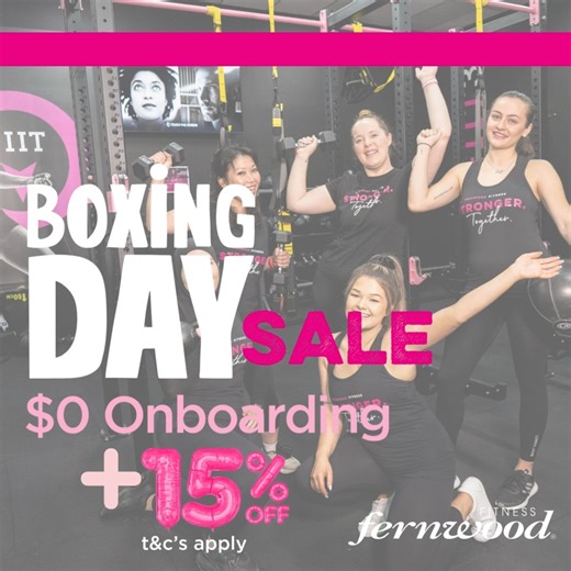 Fernwood Belconnen on Instagram: "🔥 FINAL DAY – BOXING DAY SALE! 🔥 Don’t miss out! Today’s your last chance to score $0 Joining + 15% OFF membership fees. ⏰ Join before midnight, 31 December. Hurry—once it’s gone, it’s gone! Join online using code BOXING15 https://www.fernwoodfitness.com.au/join?club=belconnen T&Cs apply."