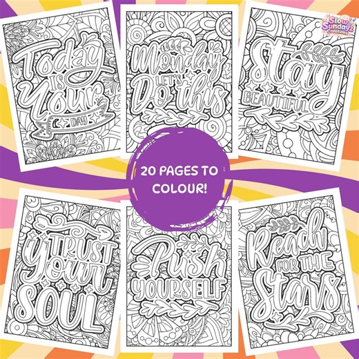 Motivational Quotes Colouring Pages - Etsy