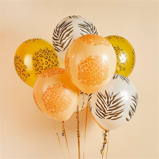 12 Safari Animal Print Balloons - Leopard Zebra Giraffe Designs - Wild One Birthday Party Decor - Jungle Theme Balloon Bundle -kids Birthday - Etsy