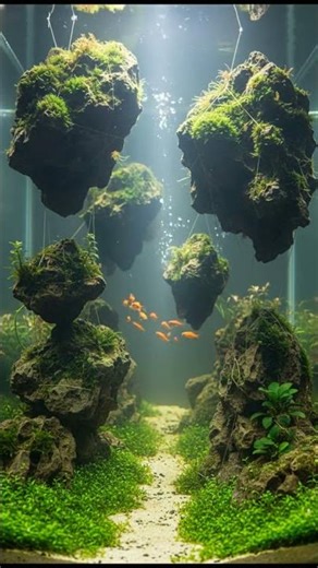 Floating Mountains in an Aquarium?! 🏔️✨ #aquascape #fishtank