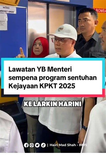 LAWATAN MENTERI PERUMAHAN & KERAJAAN TEMPATAN DI RSK LARKIN & TAPAK PPR LARKIN Pagi tadi saya bersama rakan EXCO Perumahan dan Kerajaan Tempatan negeri Johor, Yang Berhormat Dato' Haji Mohd Jafni bin Md Shukor mengiringi Yang Berhormat YB Nga Kor Ming, Menteri Perumahan dan Kerajaan Tempatan meninjau Projek Penyelenggaraan Lif Madani di Rumah Sewa Kerajaan (RSK) Larkin. Kerja-kerja penggantian lif di RSK Larkin sedang giat dilaksanakan dengan peruntukan berjumlah RM 2.4 juta daripada Kementerian