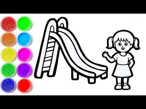 How to Draw a Cute Girl with a Slide | Drawing & Coloring for Kids ⭐