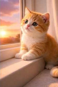 Watch the sunset 😺 Peaceful kitty lost in sky wonder Relaxing Cat Moment
