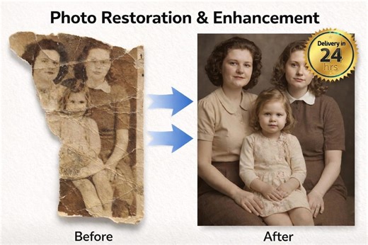 Old Photo Restoration & Colorization | Repair Damaged, Torn Faded Photos | Delivery in 24 Hrs - Etsy