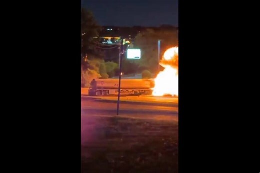 Gasoline tanker erupts in flames after hitting power lines in Texas