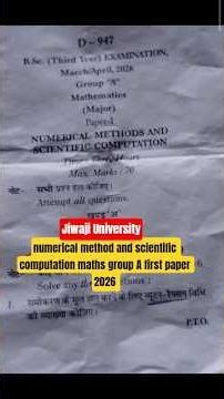 bsc third year numerical method and scientific computation maths group A first paper 2026
