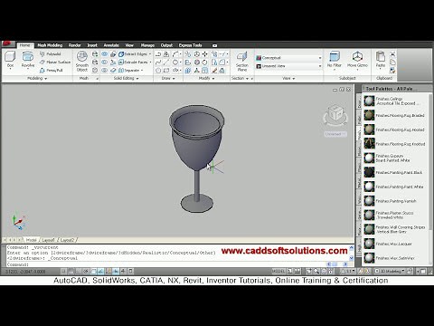 AutoCAD 3D Glass Tutorial | AutoCAD 2010 | Apply Material, Download Block
