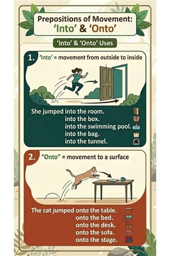 Into and Onto – Prepositions of Movement #EnglishGrammar
