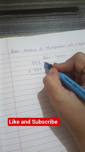 Base Method of Multiplication with 3 digits #mathematics #vedicmath #mathstricks