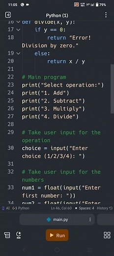 A Calculator in python language #shorts #python#viral