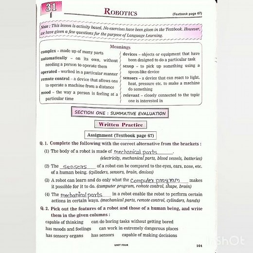 Std.3 sub:-ENGLISH Lesson no.31 ll ROBOTICS ll Questions and answer of workbook