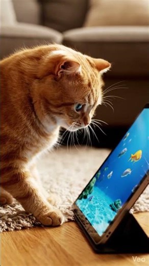 Orange Cat vs iPad Fish… It Gets Too Real 🐟📱😂 #orangecat #cutecat