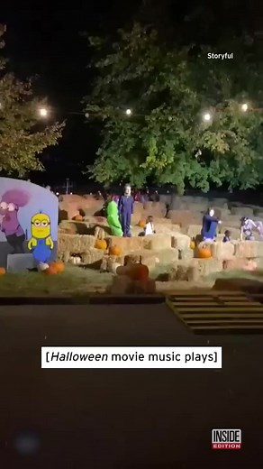 A kid in a creepy Michael Myers costume tried to step off a hay bail at a pumpkin patch. He failed. | Inside Edition