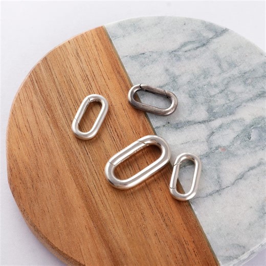 925 Sterling Silver Oval Clasp Spring Ring, Jewelry Findings for Enhancer - Etsy