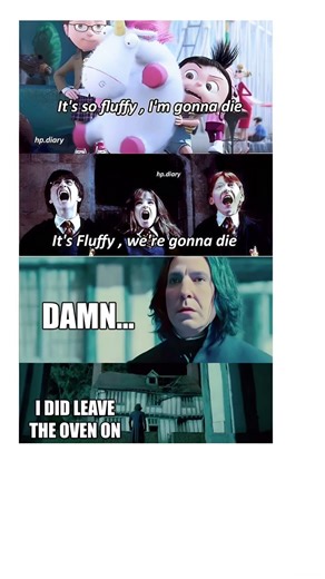 "It's so FLUFFY! 😂 Harry Potter Trio vs Minions Fluffy Panic | Snape's Reaction"#funny memes