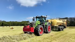 Fendt tractor paired with Krone baler in the field