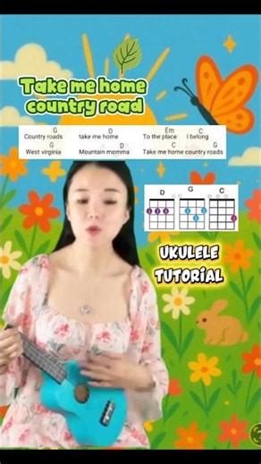 Take me home country road 🎸 ukulele tutorial and chords for beginners