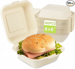 [Hot Item] Biodegradable Takeaway Sugarcane Bagasse Hamburger Clamshell Box