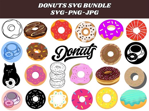 Donut SVG Bundle: Sprinkle Donut Clipart, Cut Files (PNG, JPG) - Etsy