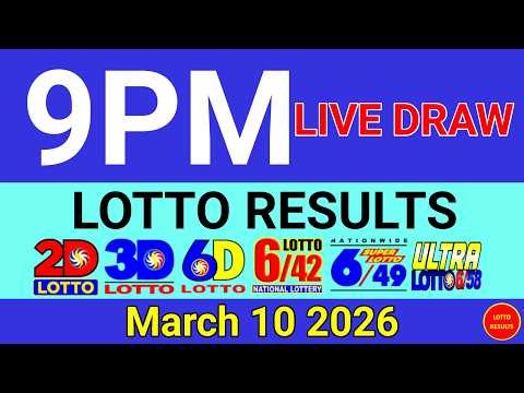 Lotto Result Today 9pm Draw March 10, 2026 Swertres Ez2 PCSO Live Result