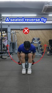 A seated reverse fly mistake is leading with your wrists, which shifts the tension away from your rear delts. Instead, focus on moving from your shoulders with a slight bend in your arms and squeeze your shoulder blades together. | Lift Academy
