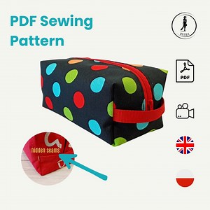 Makeup Bag Sewing Pattern PDF   Video | A4 Template | Fully Enclosed Seams, Neat Finish | DIY Toiletry Bag 10x13x23 Cm - Etsy