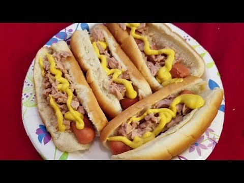 eat Hot Dogs with Tuna Topping - tastier than you think