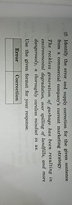 (f) Identify the error and supply correction for the given sent... | Filo