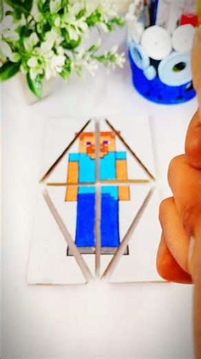 I Made a Minecraft Steve Puzzle From Cardboard! 😳 | #shorts #trending #diy #craft #minecraft #viral