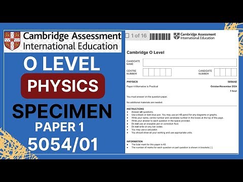 O LEVEL PHYSICS PAPER 1 SPECIMEN | 5054/01 | Solved