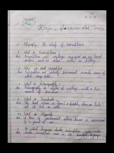 class 12th history !! chapter 2 notes !! kings farmer and towns💯 #studynotes