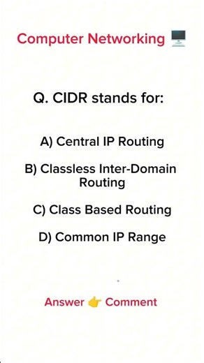 CIDR Stands For? | Classless Inter-Domain Routing Explained | Networking MCQ #viral #trending #song