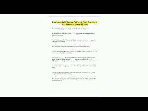 Louisiana DMV Learners Permit Test Questions and Answers Latest Update5