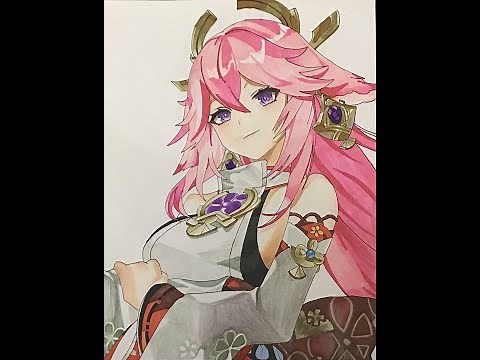 How to draw Yae Miko from "Genshin Impact" (step by step)
