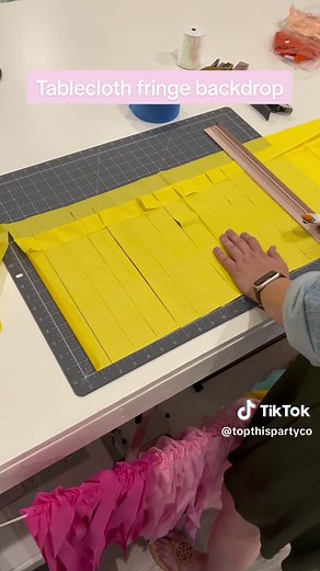 Creating a Tablecloth Fringe Backdrop Tutorial