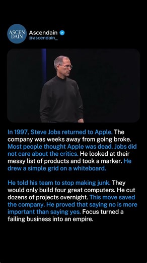 Steve Jobs saved Apple with a marker and a whiteboard.